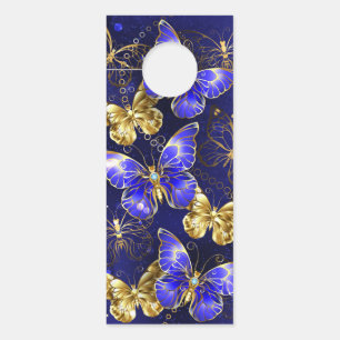 Aviso De Porta Composição com borboletas de safira