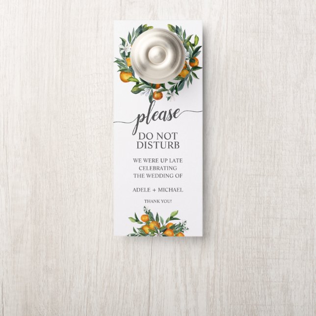 Aviso De Porta Convidado De Casamento De Tangerina Vibrante Não I (Na maçaneta)