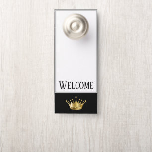 Aviso De Porta Coroa real da Gancho-Boa vinda da porta