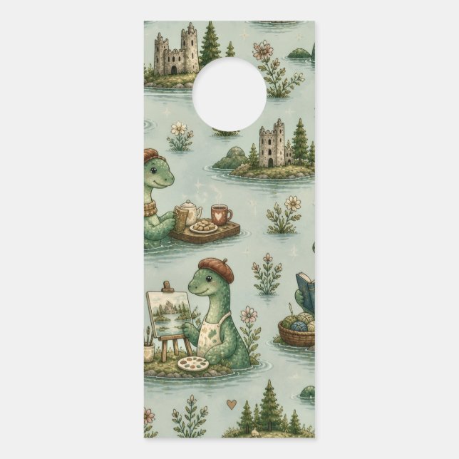 Aviso De Porta Críptidos Aconchegantes Nessie Monstro do Lago Nes (Frente)