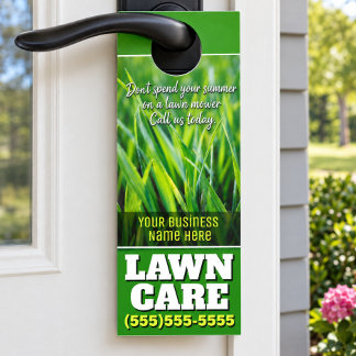 Aviso De Porta Cuidados De Lawn. Promocional personalizável