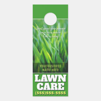 Aviso De Porta Cuidados De Lawn. Promocional personalizável