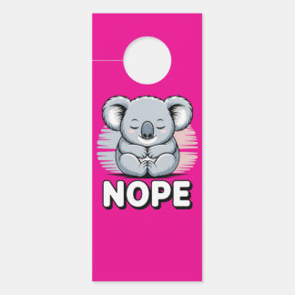 Aviso De Porta Cute Sleeping Koala “Nope” Funny Cartoon