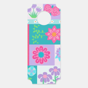 Aviso De Porta Desenho de Flores Vibrantes em Flor
