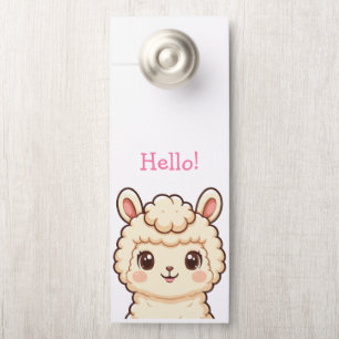 Aviso De Porta design de ilustração de lhama fofa