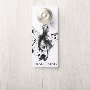 Aviso De Porta Design luxuoso preto e branco da nota da música