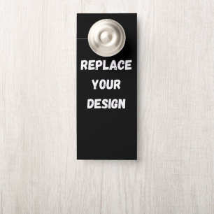 Aviso De Porta Design preto personalizado Adicionar foto ou texto