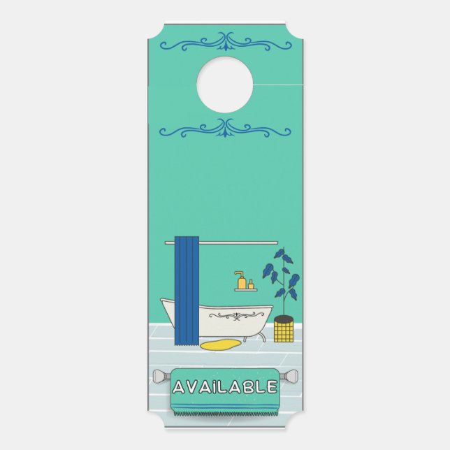 Aviso De Porta Deslocador da porta: Banheira "Disponível" e "Em U (Verso)