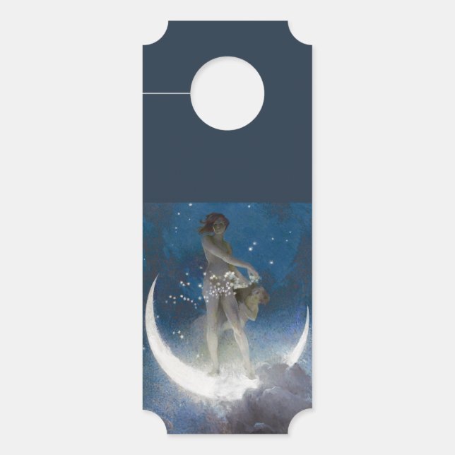 Aviso De Porta Deusa Lua espalhando estrelas à Noite (Frente)