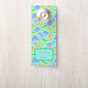 Aviso De Porta Dino-Riffic Dinossaur Babies Mint Green Girl Perso