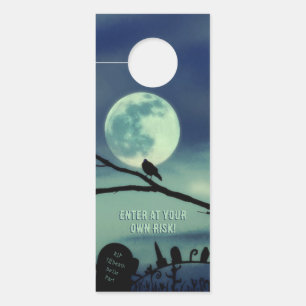Aviso De Porta Doce Escuridão Gótica Lua Cheia Eerie Graveyard