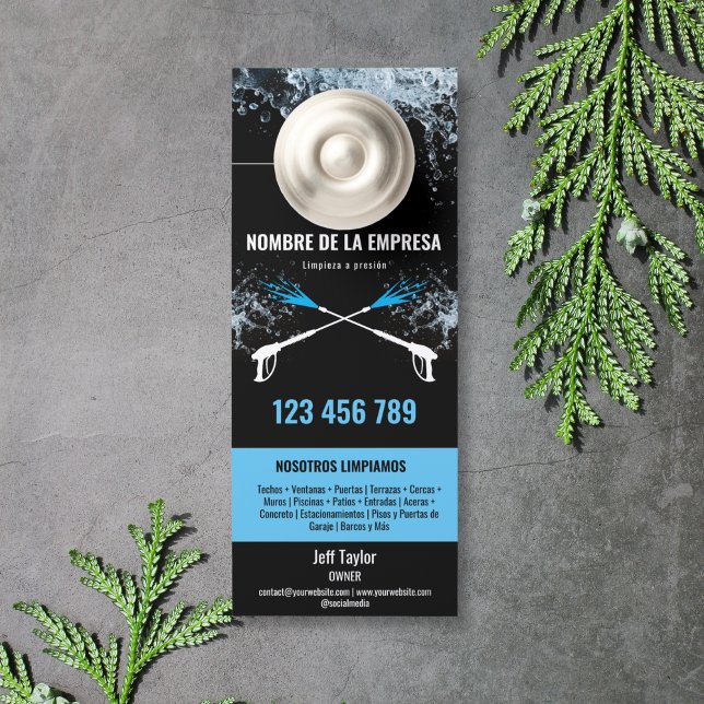 Aviso De Porta Dois idiomas: Lavando a pressão, lavando o tejadil (Criador carregado)