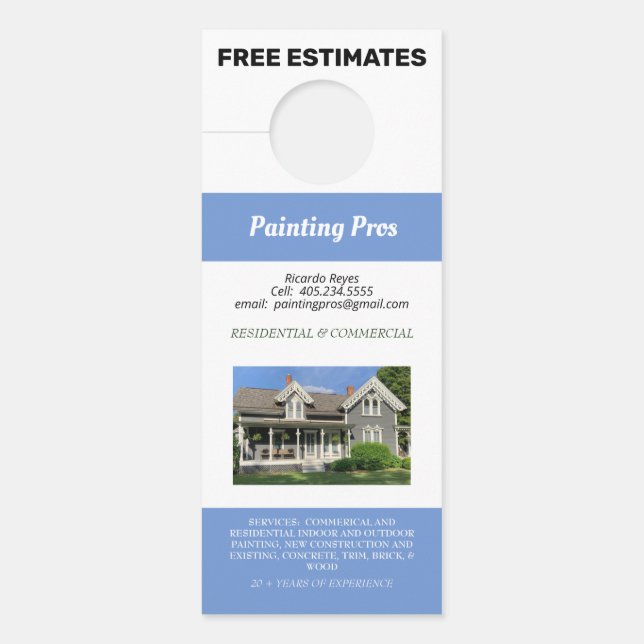 Aviso De Porta Duas Fotografias Residencial e Comercial Azul (Frente)