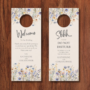 Aviso De Porta Dusty Blue Wildflower Shhh Não Incomodar Casamento