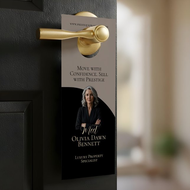 Aviso De Porta Elegant & Luxury Real Estate Black & Gold Photo (Elegant & Luxury Real Estate Black & Gold Photo Door Hanger)