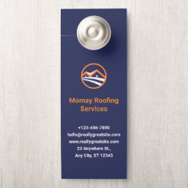 Aviso De Porta Elegante Azul Marinho, Dourado & Branco Negócios d