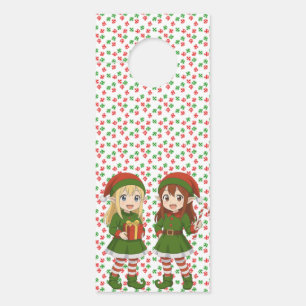 Aviso De Porta Elfos de Natal fofos de anime