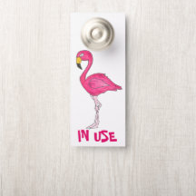 Em Uso/Porta De Banheiro Flamingo Rosa Vacante