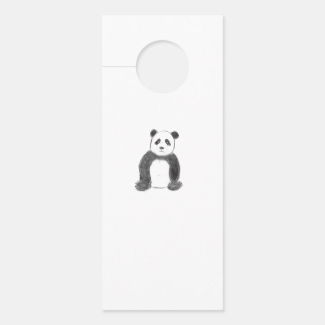 Aviso De Porta Esboço preto e branco do panda (Frente)