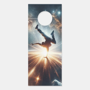 Aviso De Porta Explosão Galáctica de Breakdance em Espaços Profun