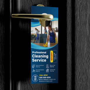 Aviso De Porta Faxineira de Limpeza de Casa Azul Empregada Domést