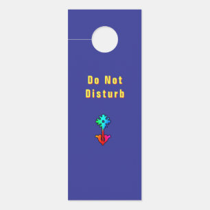 Aviso De Porta Flor Logo Não Perturbe Azul  