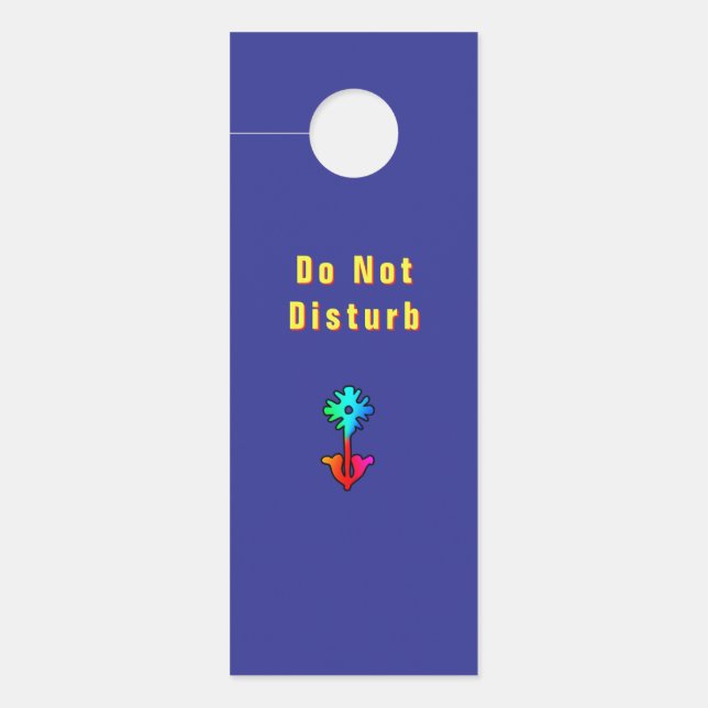 Aviso De Porta Flor Logo Não Perturbe Azul   (Frente)