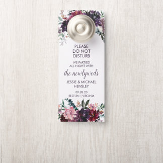 Aviso De Porta Flores De Aquarela Rosa-Rosa-Vermelha-Púrpura