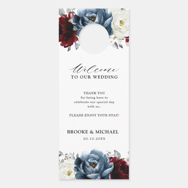 Aviso De Porta Folga Azul Borgonha Branca Não Incomodar (Verso)