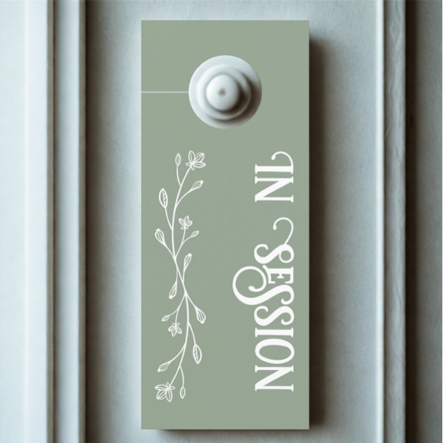 Aviso De Porta Folha de Casamento Personalizada de Texto Personal (Modern custom text in session door hanger)