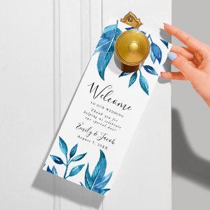 Aviso De Porta Folhas de Índigo Boas-vindas de Casamento & Não