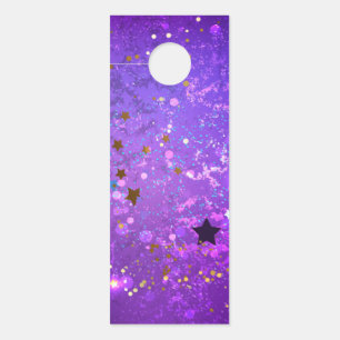 Aviso De Porta Fundo de folhas roxas com estrelas
