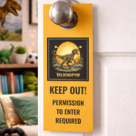 Aviso De Porta Funny Velociraptor