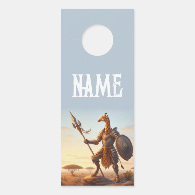 Aviso De Porta Giraffe guerreiro (Frente)