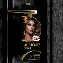Aviso De Porta Glamorous Dourado Cabelo Luminoso Stylist Beauty S
