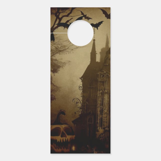 Aviso De Porta Gótico/Halloween/queda/abóbora (Frente)