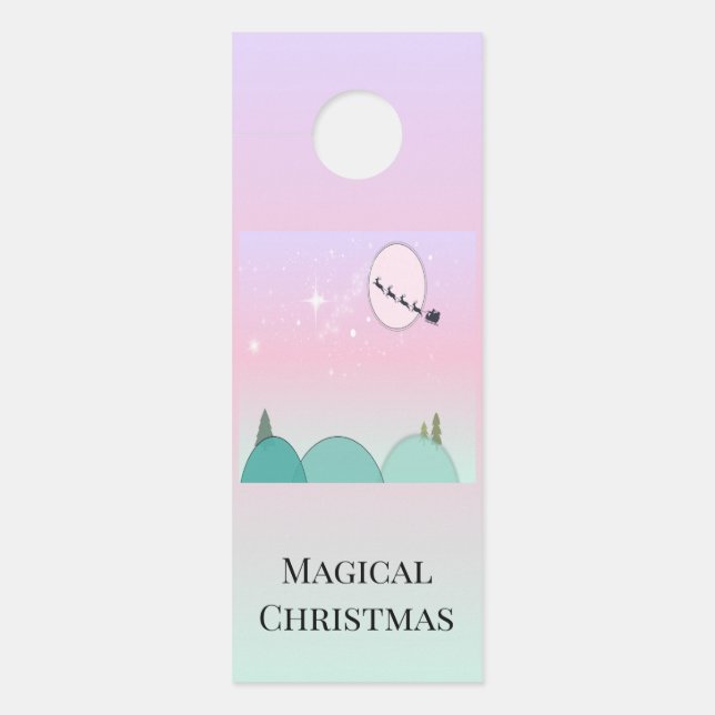Aviso De Porta Gradiente de Brilho de Natal Pastel à Luz da Lua (Frente)