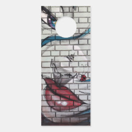 Aviso De Porta Grafite de Menina Asiática