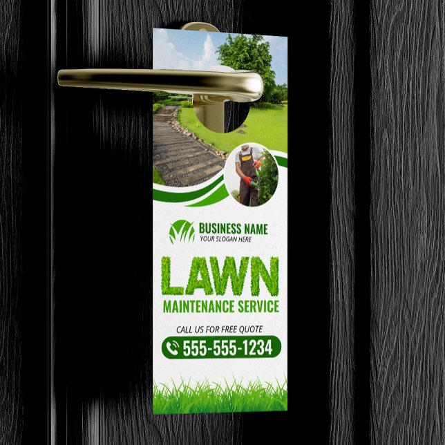 Aviso De Porta Green Lawn Maintenance Service Landscaping Mow (Criador carregado)