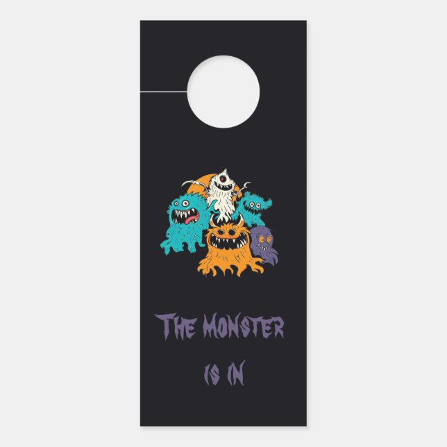 Aviso De Porta Halloween/Monstro/Outubro/Outono  (Frente)