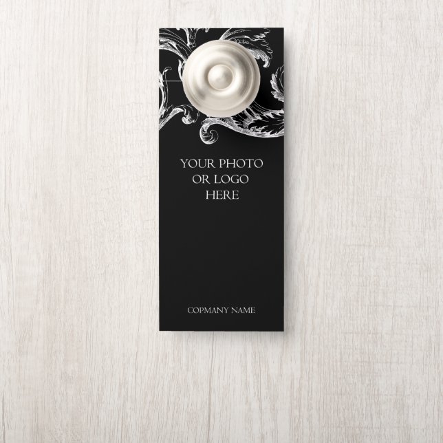 Aviso De Porta Hotelaria de resort personalizada preto (Na maçaneta)