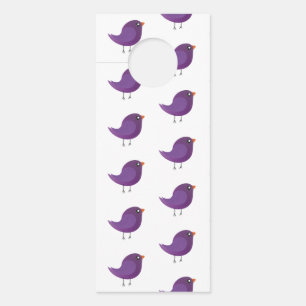 Aviso De Porta Ilustração de Passarinho Roxo Fofo