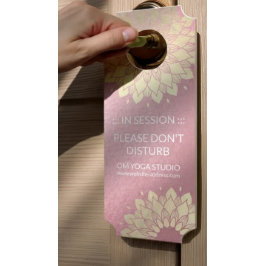 Aviso De Porta Instrutor de Meditação Yoga Rosa Dourado Mandala L