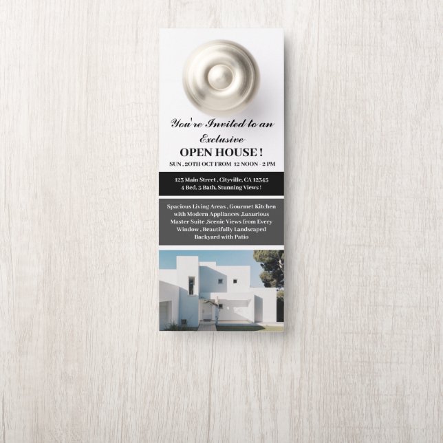 Aviso De Porta Invólucro de porta aberta do imóvel exclusivo (Na maçaneta)