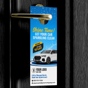 Aviso De Porta Lavagem de Carro Azul Detalhes Automotivos Limpeza