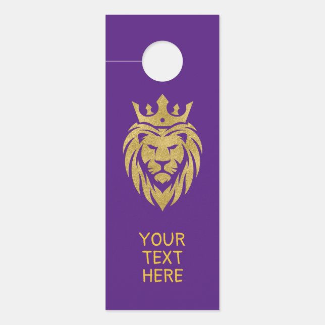 Aviso De Porta Leão com Coroa - Estilo Dourado 3 (Frente)
