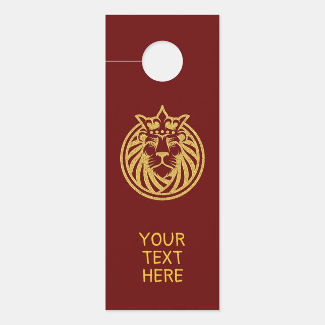 Aviso De Porta Leão Com Coroa - Estilo Dourado 4 (Frente)