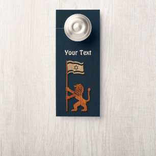 Aviso De Porta Leão de Jerusalém com Bandeira