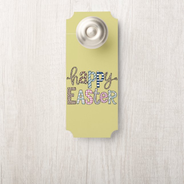 Aviso De Porta Leopardo-Primavera de-coelhinho-Floral-felz pascoa (Na maçaneta)