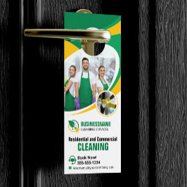 Aviso De Porta Limpeza de Casa Verde Amarelo